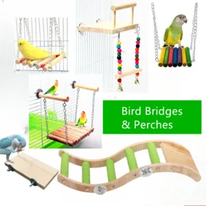 Wooden Bird Perch Stand Parrot Swing Ladder Climbing Toy Natural Wood Bird Cage Accessories for Budgie Cockatiel Lovebird