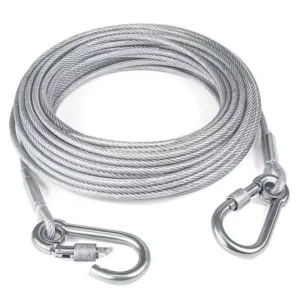Double-Headed Dog Tie Out Cable Leash, Traction Rope with Metal Buckle Steel Wire Anti-Rust Training Collar, Outdoor Dogs Strap