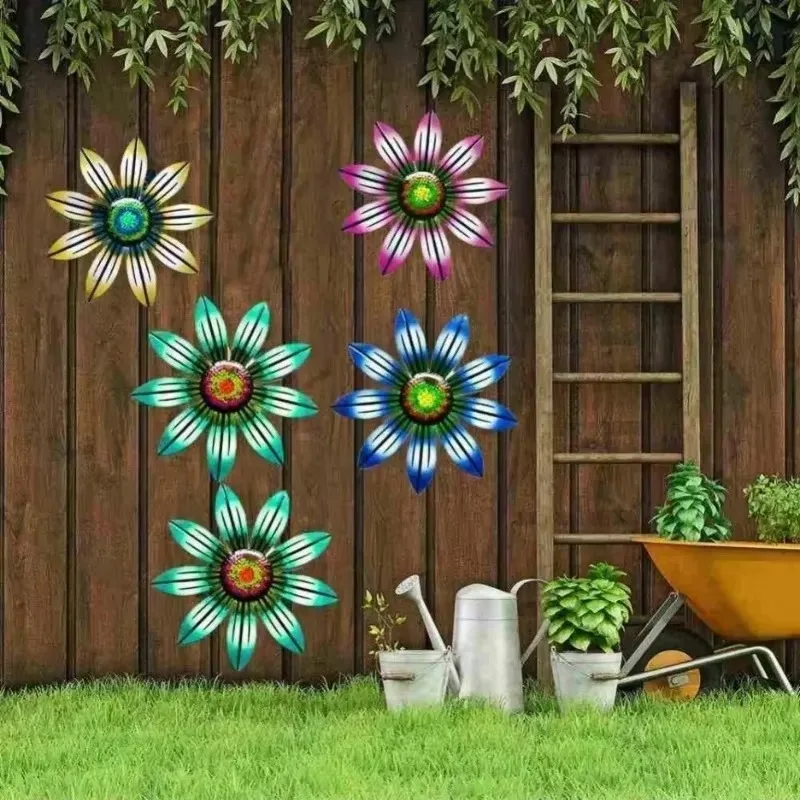 Garden Decoration Metal Flower Wall Decor Art Sculpture Hanging Ornament Aesthetic Home Room Garden Courtyard Decoration Outdoor