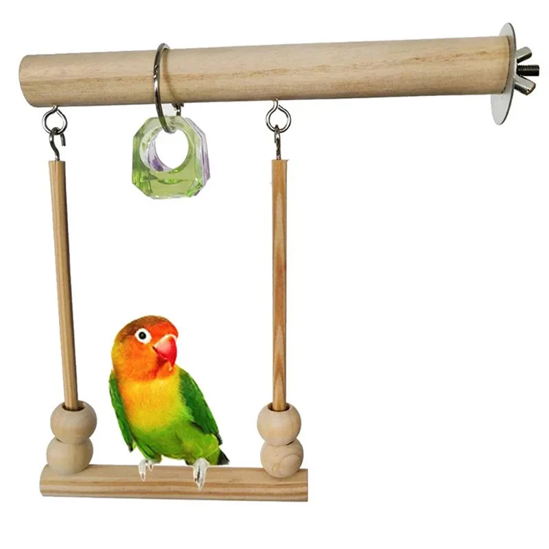 1/8PCS Set Combination Parrot Bird Toys Wood Articles Bite Pet Bird Toys For Parrot Training Bird Toy Swing Ball Bell Standing - Image 8