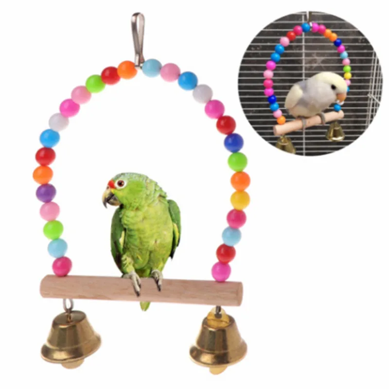 1/8PCS Set Combination Parrot Bird Toys Wood Articles Bite Pet Bird Toys For Parrot Training Bird Toy Swing Ball Bell Standing - Image 7