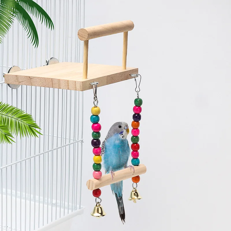 1/8PCS Set Combination Parrot Bird Toys Wood Articles Bite Pet Bird Toys For Parrot Training Bird Toy Swing Ball Bell Standing - Image 9