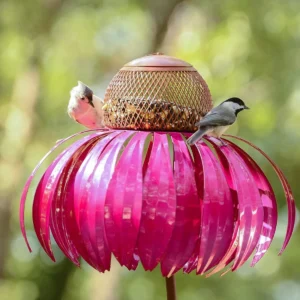 1pc Vertical Bird Feeder Anti Squirrel and Hummingbird Feeder Art Metal Flower Rack Outdoor Garden Yard Decoration