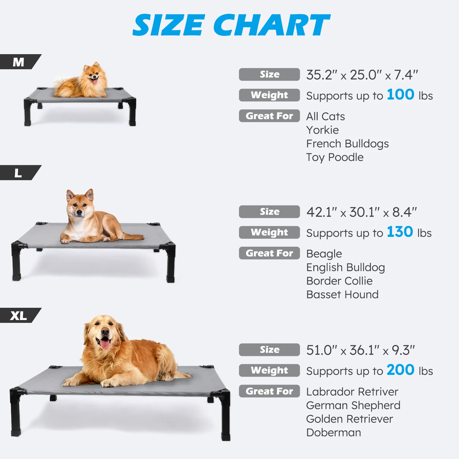 Elevated Dog Bed, Cooling Raised Pet Cot with Chew Proof Washable Breathable Mesh and Metal Frame, Portable Dog Cot Bed - Image 4