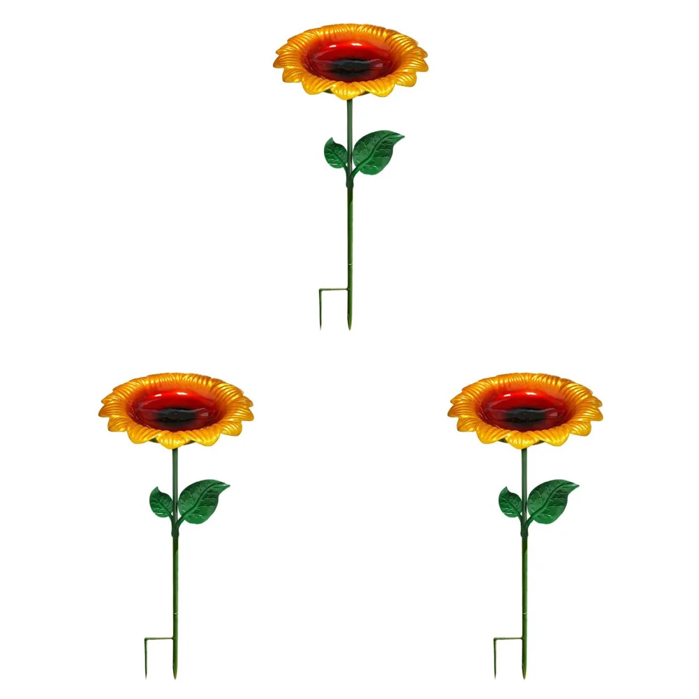 1-3Pcs Metal Flower Bird Baths Sunflower Feeder Bowl Birdbath Flower Stake Bowl Birdfeeder for Outdoor Garden Patio Lawn Decor - Image 9