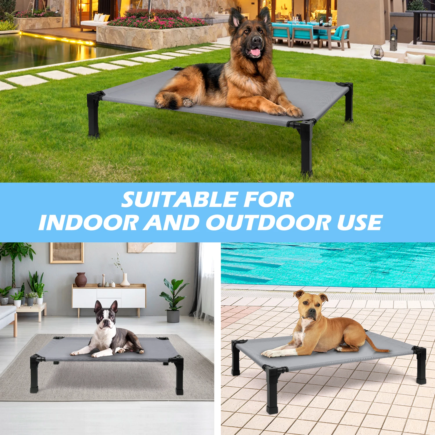 Elevated Dog Bed, Cooling Raised Pet Cot with Chew Proof Washable Breathable Mesh and Metal Frame, Portable Dog Cot Bed - Image 3