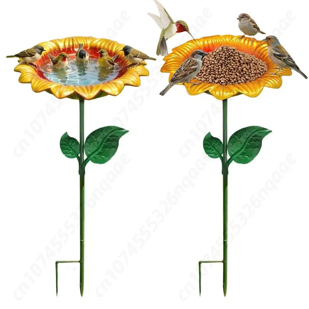 1-3Pcs Metal Flower Bird Baths Sunflower Feeder Bowl Birdbath Flower Stake Bowl Birdfeeder for Outdoor Garden Patio Lawn Decor - Image 5