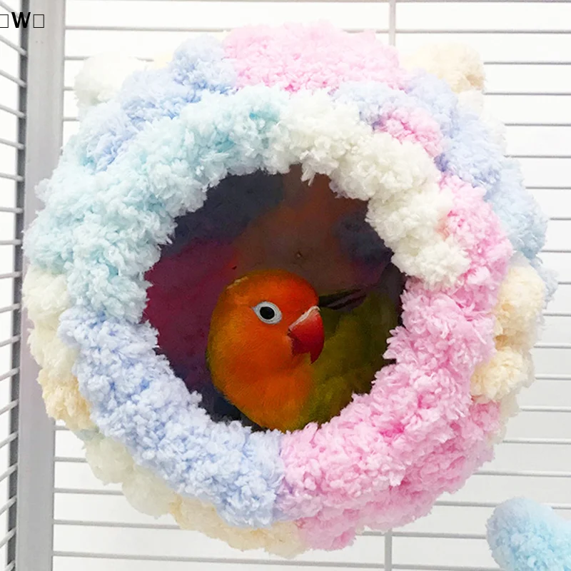 〔W〕Birds Nest For Cage Parakeet Nest Winter Parrot House Coral Velvet Hideaway Hut For Bird Nesting Thickened Warm Bird Nest - Image 3