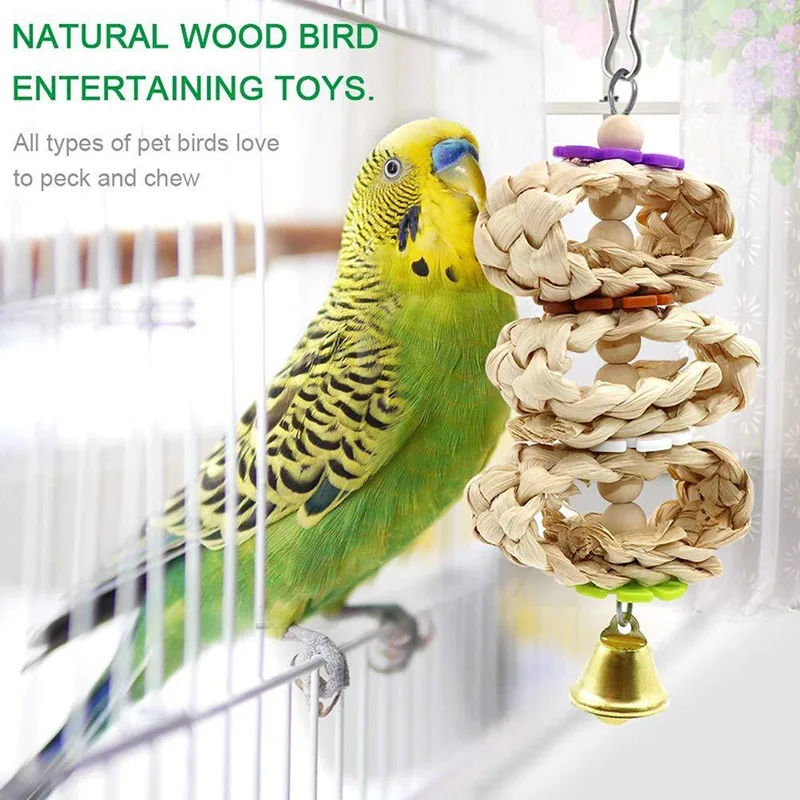 1/8PCS Set Combination Parrot Bird Toys Wood Articles Bite Pet Bird Toys For Parrot Training Bird Toy Swing Ball Bell Standing - Image 3