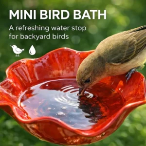 Metal Bird Feeder and Bird Bath - Petal-Shaped Bird Pool, Outdoor Garden Decoration, Dual-Purpose Platform for Wild Birds, Decorative Scalloped Edge Design, Bird Bath and Water Bowl Feeder for Sparrows, Bees, and Small