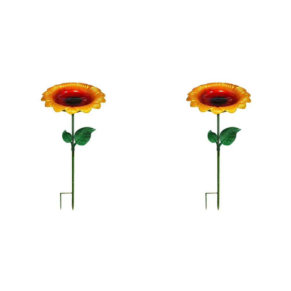 1-3Pcs Metal Flower Bird Baths Sunflower Feeder Bowl Birdbath Flower Stake Bowl Birdfeeder for Outdoor Garden Patio Lawn Decor - Image 8