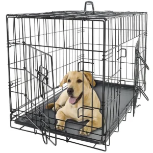 Folding dog cage, wire pet cage, large, medium and small dog bold iron cage, cat cage custom tray folding cage