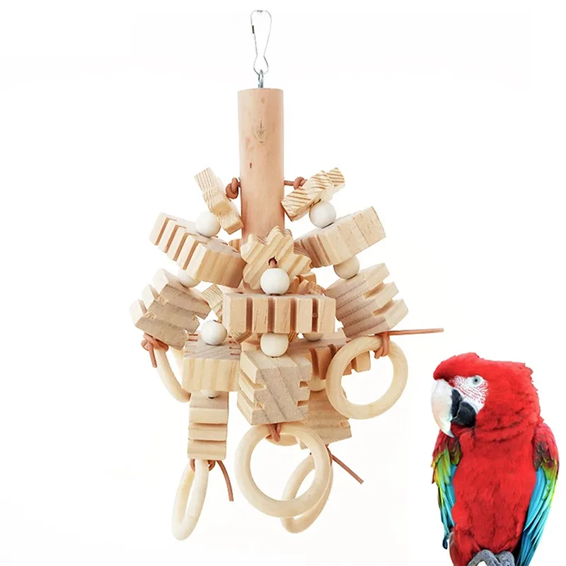 1/8PCS Set Combination Parrot Bird Toys Wood Articles Bite Pet Bird Toys For Parrot Training Bird Toy Swing Ball Bell Standing - Image 14