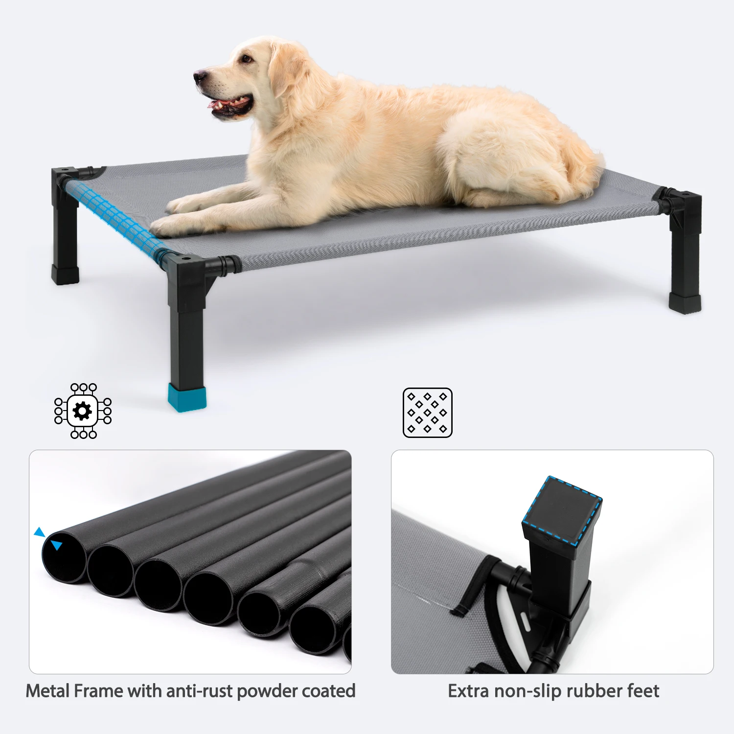 Elevated Dog Bed, Cooling Raised Pet Cot with Chew Proof Washable Breathable Mesh and Metal Frame, Portable Dog Cot Bed - Image 5
