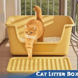 Large Capacity Cat Litter Box Semi-Closed Anti-Splash Design with Sand Leakage Board Easy Clean Pet Toilet for Multi-Cat Homes