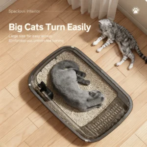 Cat litter box, semi enclosed, open, splash proof, cat litter box, oversized cat toilet, cat litter box for kittens