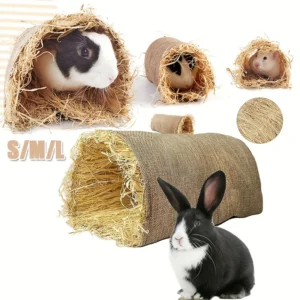 1pc Hideaway Grass Tunnel, Rabbit Hideout Tunnel Hut Guinea Pig Grass Linen Durable Tunnel for Guineapig Chinchilla Ferret Rats